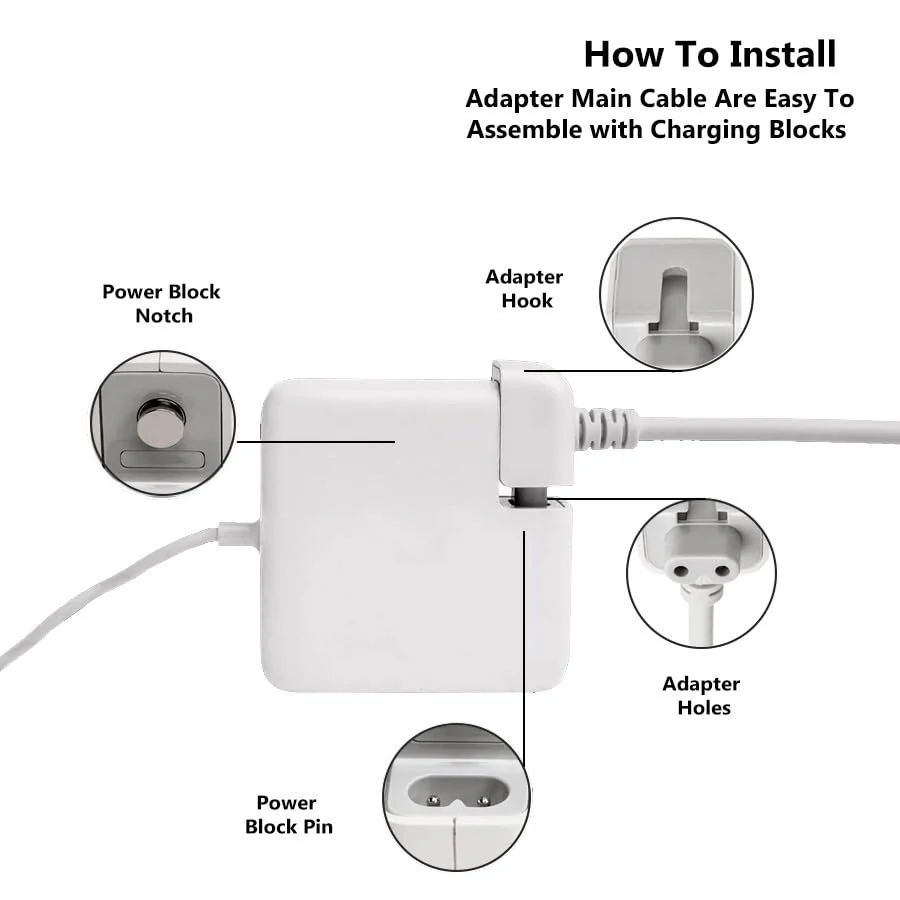 Replacement EU Indian 2 Pin DuckHead Extension Power Adapter Cord Cable for Apple MacBook Air Pro (White) 1.8m - Image 2