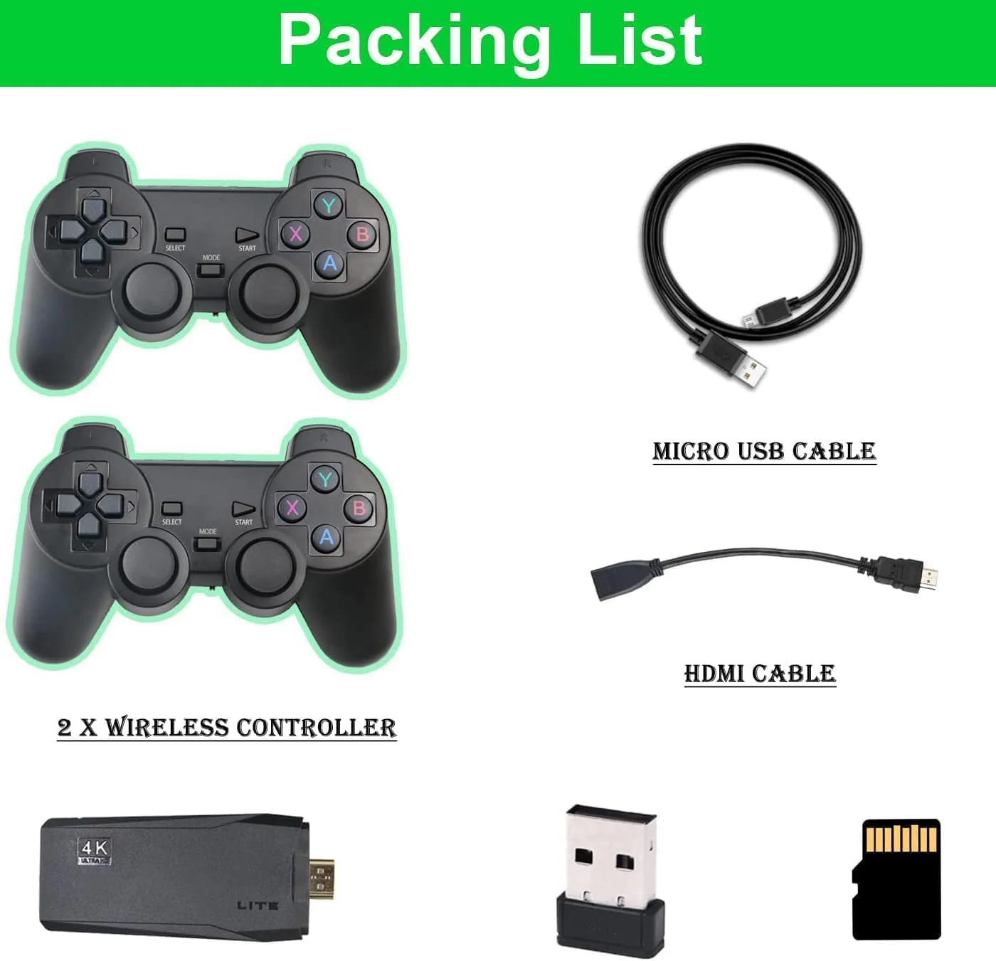 Retro Game Stick Lite with Preloaded 20000+ Games, 9 Emulators, Dual Wireless Controllers, Retro Gaming Console Plug & Play - Image 3