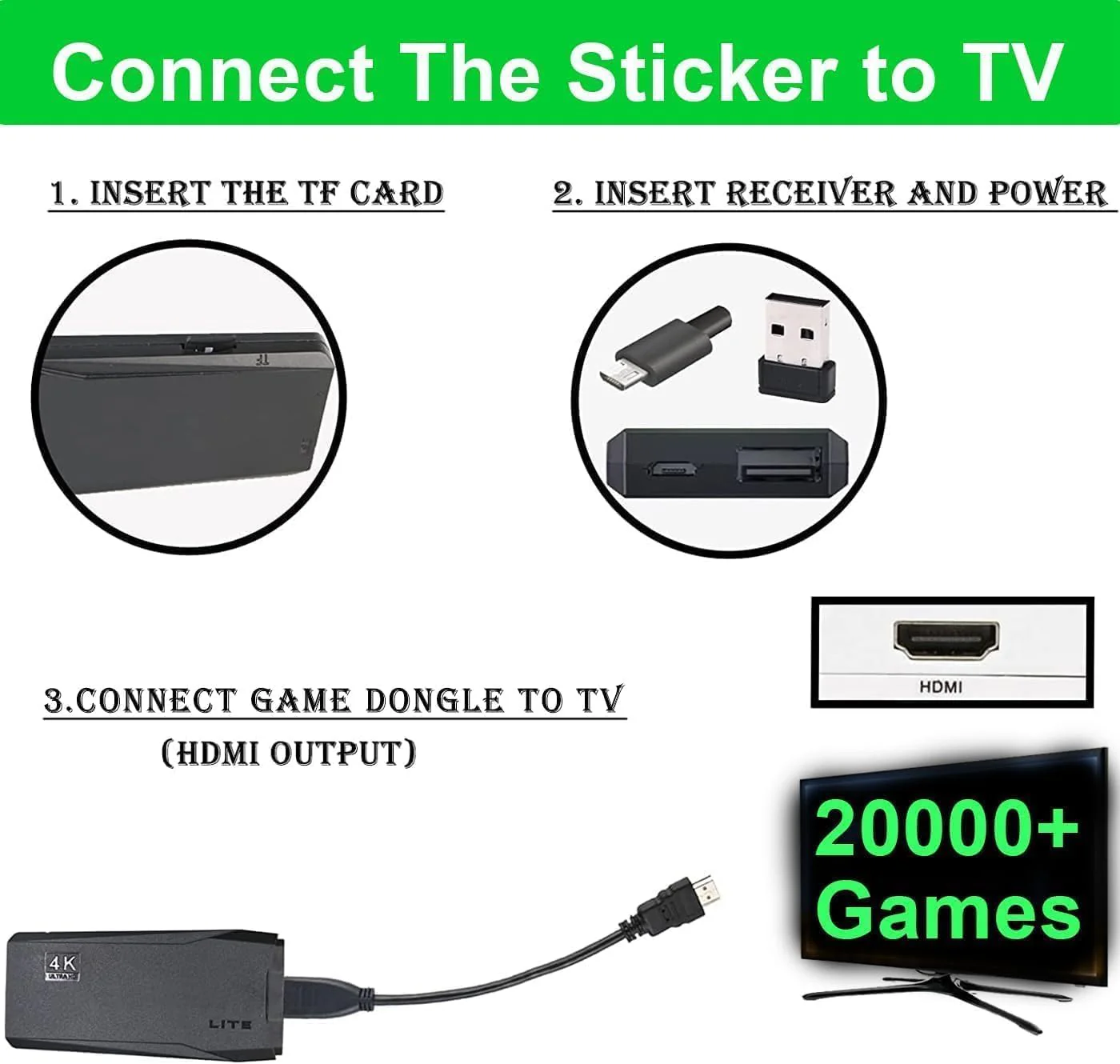 Retro Game Stick Lite with Preloaded 20000+ Games, 9 Emulators, Dual Wireless Controllers, Retro Gaming Console Plug & Play - Image 4