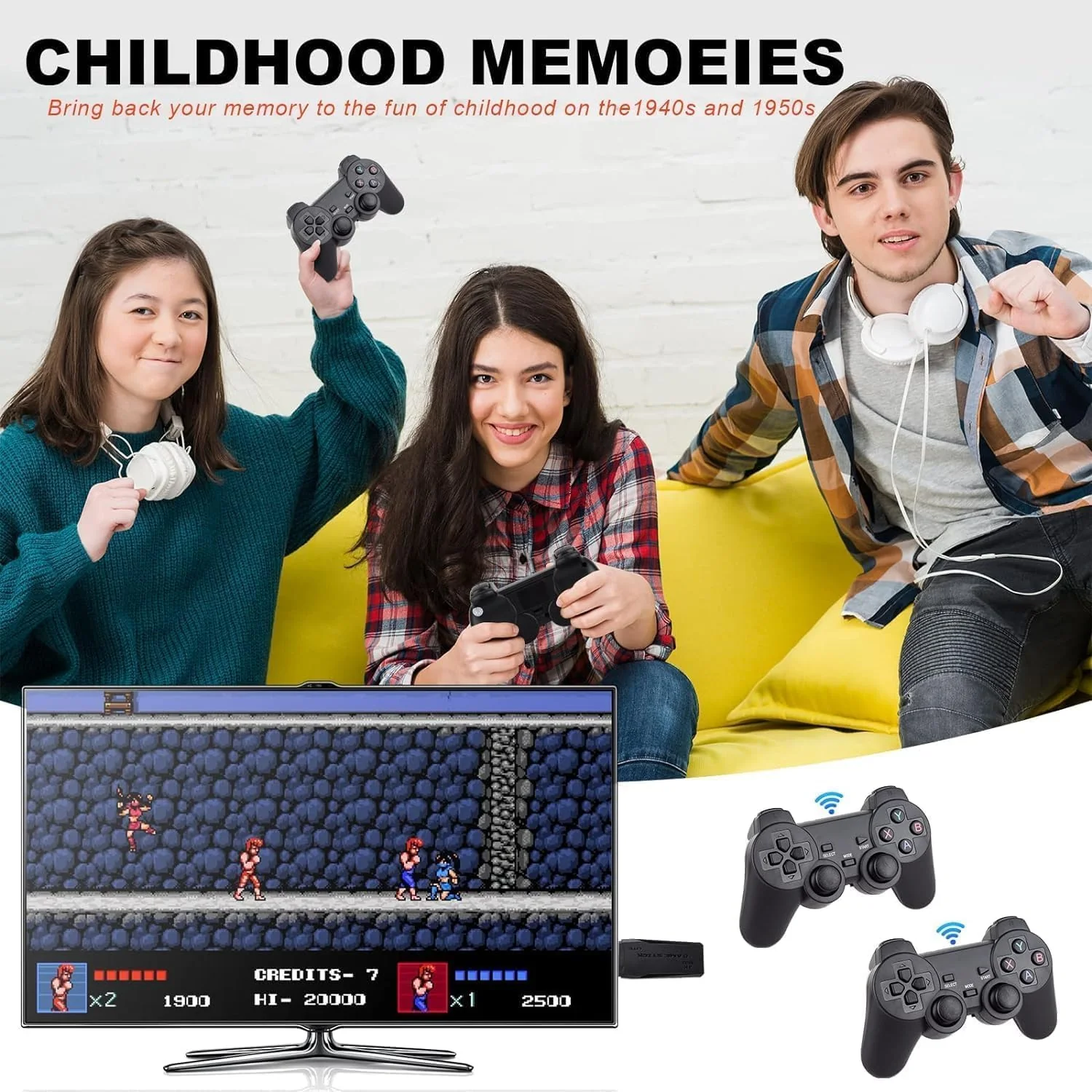 Retro Game Stick Lite with Preloaded 20000+ Games, 9 Emulators, Dual Wireless Controllers, Retro Gaming Console Plug & Play - Image 5