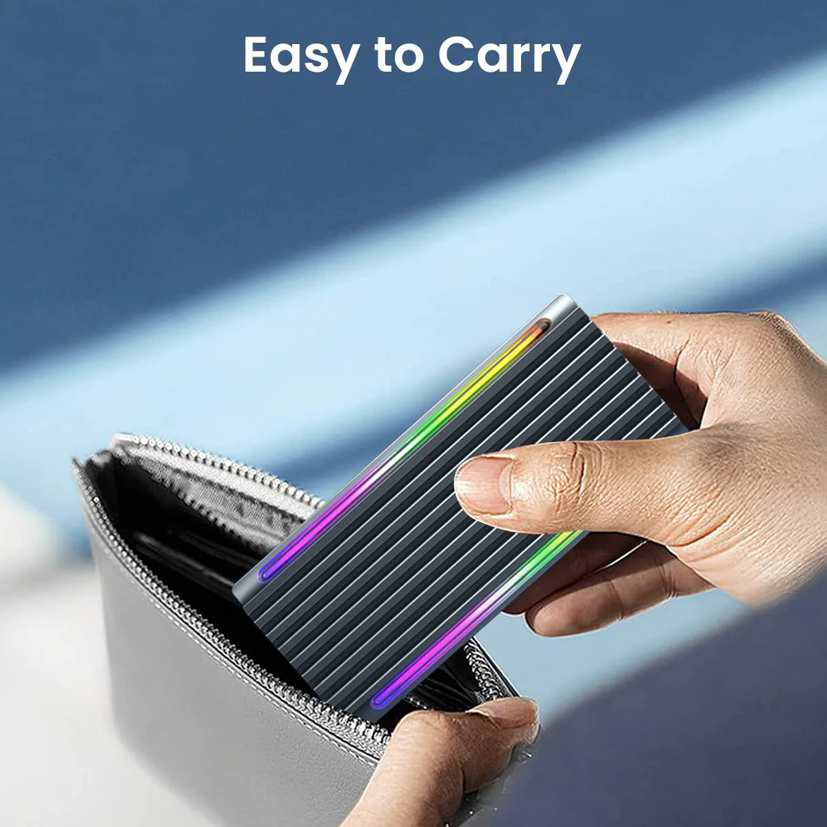 RGB M.2 NVME SATA SSD Enclosure, Dual Protocol RGB Aluminum Alloy SSD Case with USB C 3.1 Gen 2 USB3.0 to M.2 M-Key B+M Key Enclosure, Support Up to 2TB, Fits 2242 2260 2280, USB & USB C Devices - Image 3