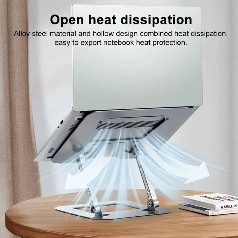 Rotating 360 degrees Adjustable Foldable Desktop Aluminum Alloy Laptop Stand (Silver) - Image 6