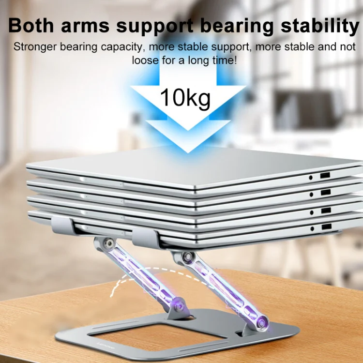 Rotating 360 degrees Adjustable Foldable Desktop Aluminum Alloy Laptop Stand (Silver) - Image 7