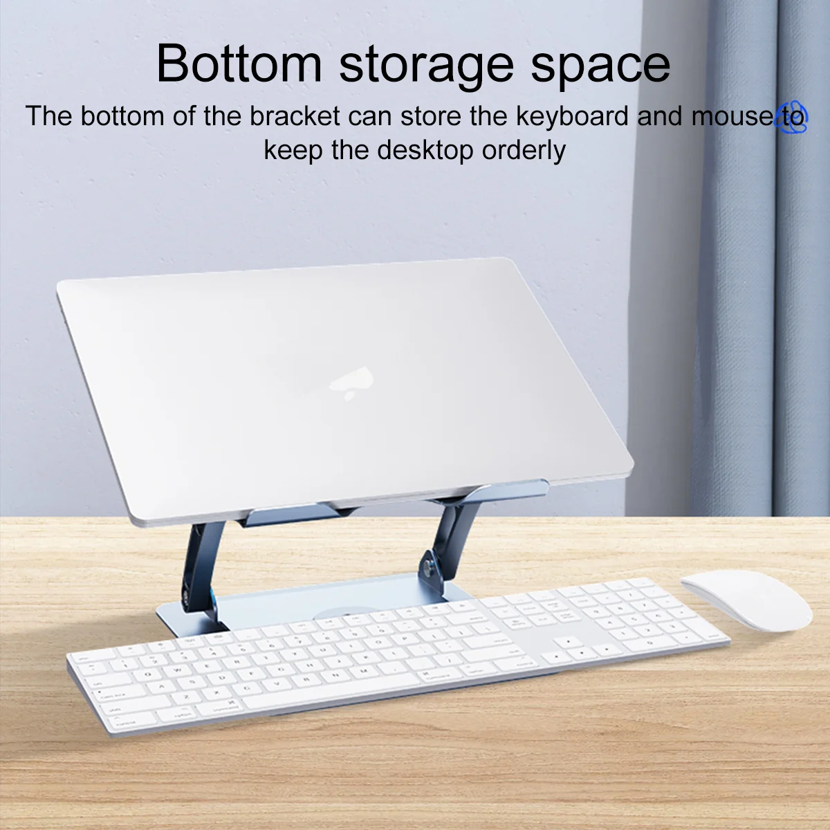 Rotating Dual-purpose Desktop Fan Aluminum Alloy Laptop Stand (Silver) - Image 3