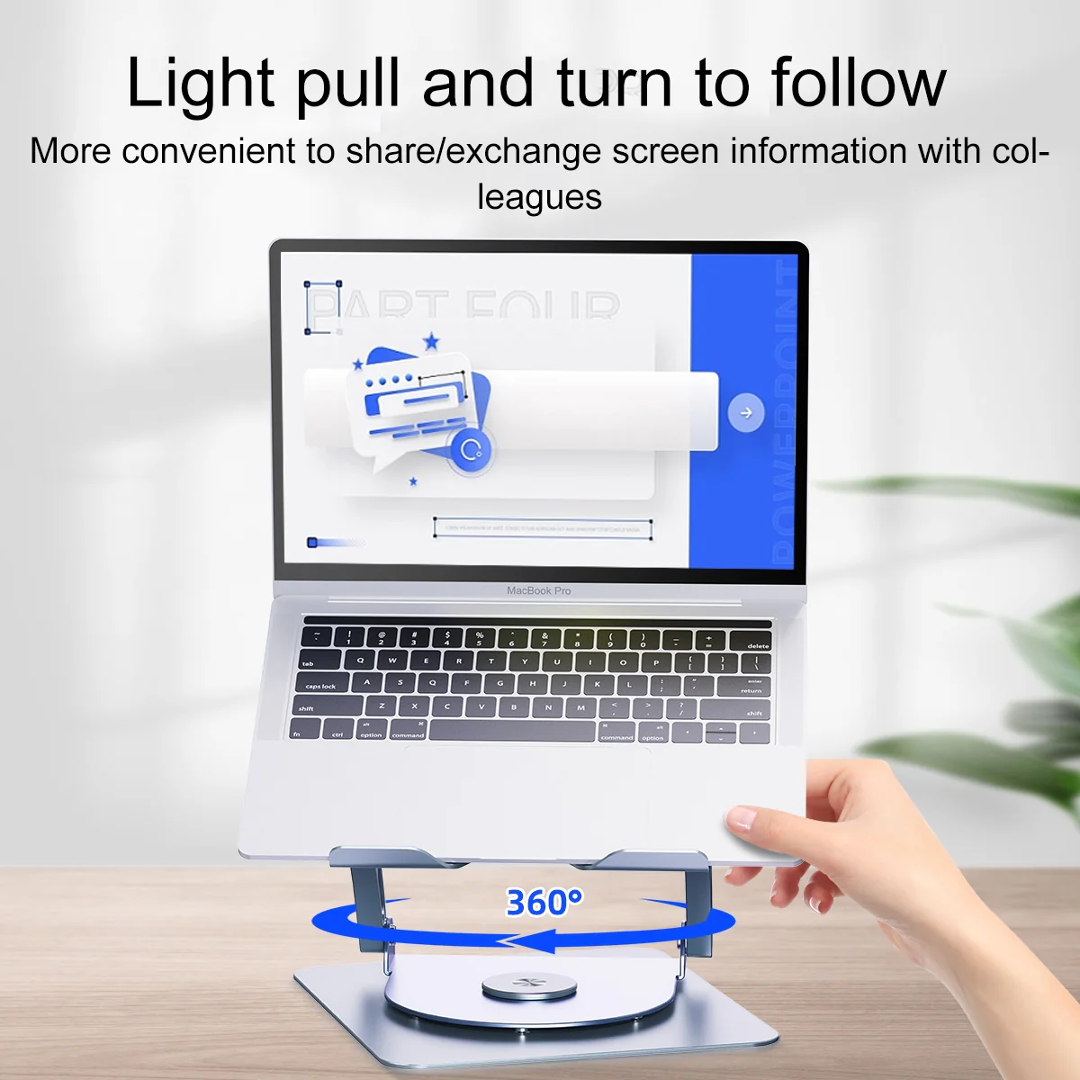 Rotating Dual-purpose Desktop Fan Aluminum Alloy Laptop Stand (Silver) - Image 6