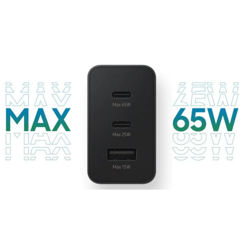 Samsung Imported 65W Trio Multi Port Fast Charging Adapter Compatible with Samsung S23 Ultra,S23 Plus,S23,S22 Ultra,S22 Plus,S22,S21 Ultra,Z Fold 1,2,3,4,5,Z Flip 1,2,3,4,5 (65 Watt Only Adapter) - Image 3