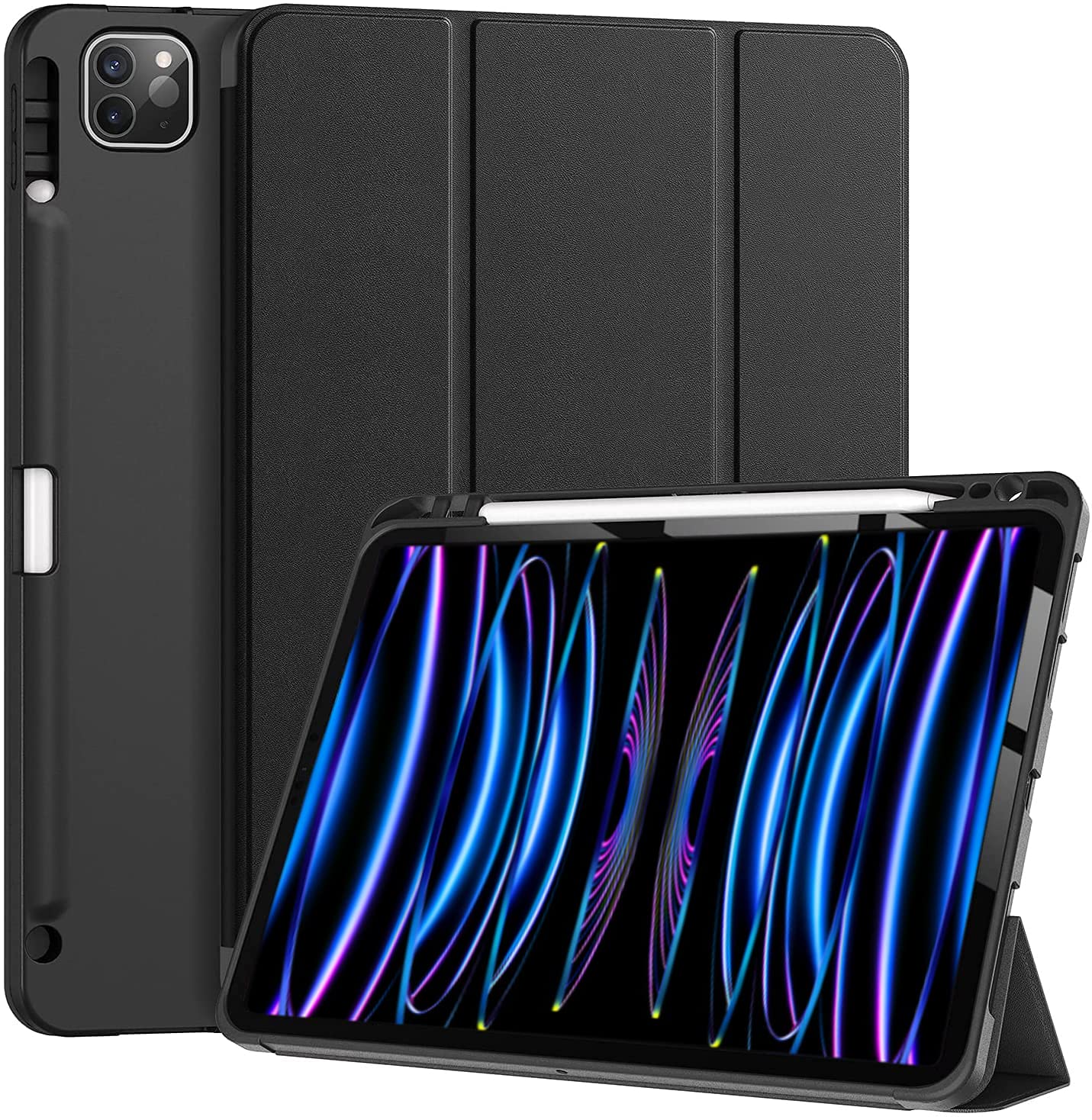 Smart Case for iPad Pro 12.9 inch 2022/2021 6th/5th Generation [Auto Sleep/Wake Cover] [Pencil Holder] [Soft Flexible Case] Recoil Series