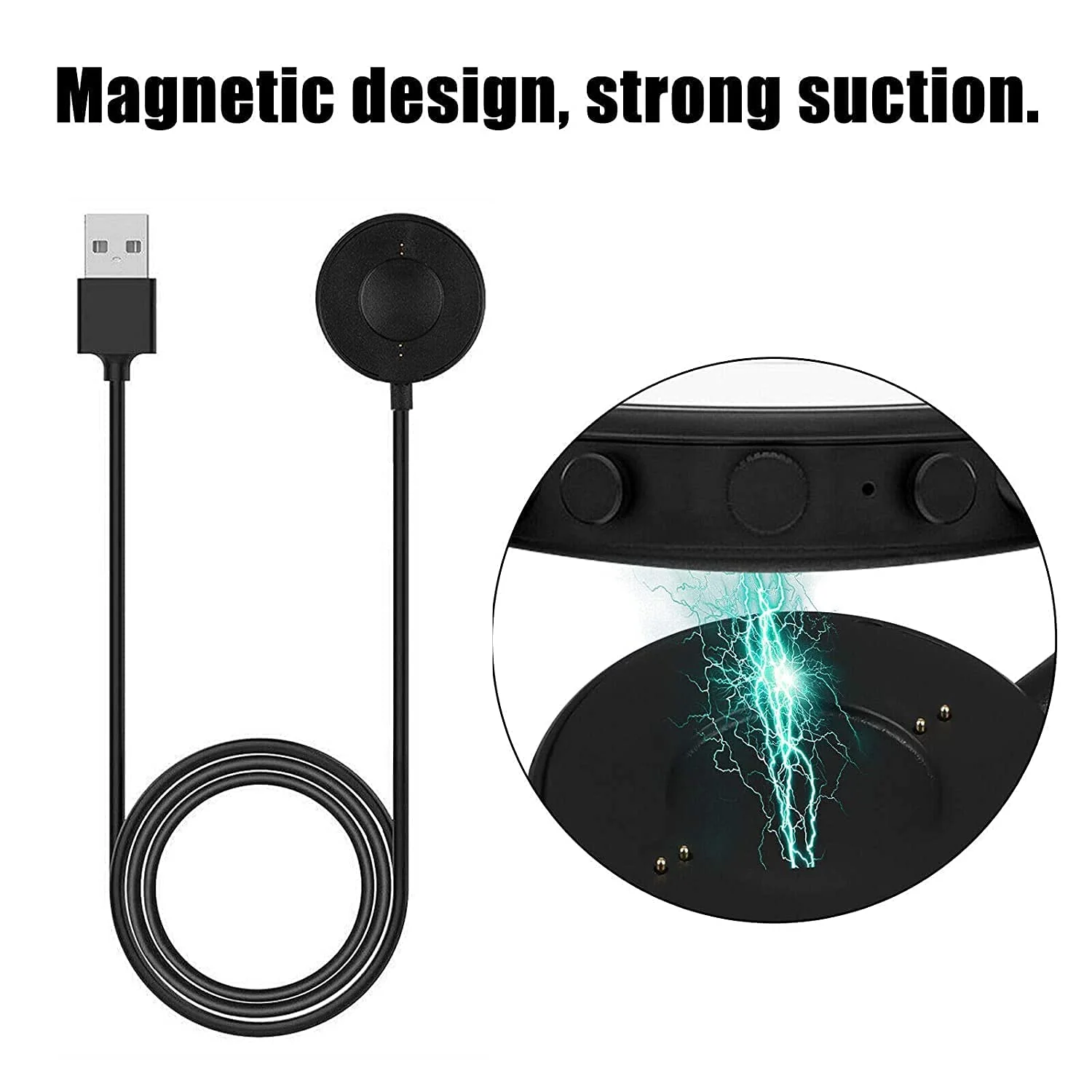 Hi-Lite Essentials Smart Watch USB Fast Charger Stand Compatible with Fossil Gen 5, Gen 4, Diesel, Kate Spade, Puma, Armani (Black) - Image 3