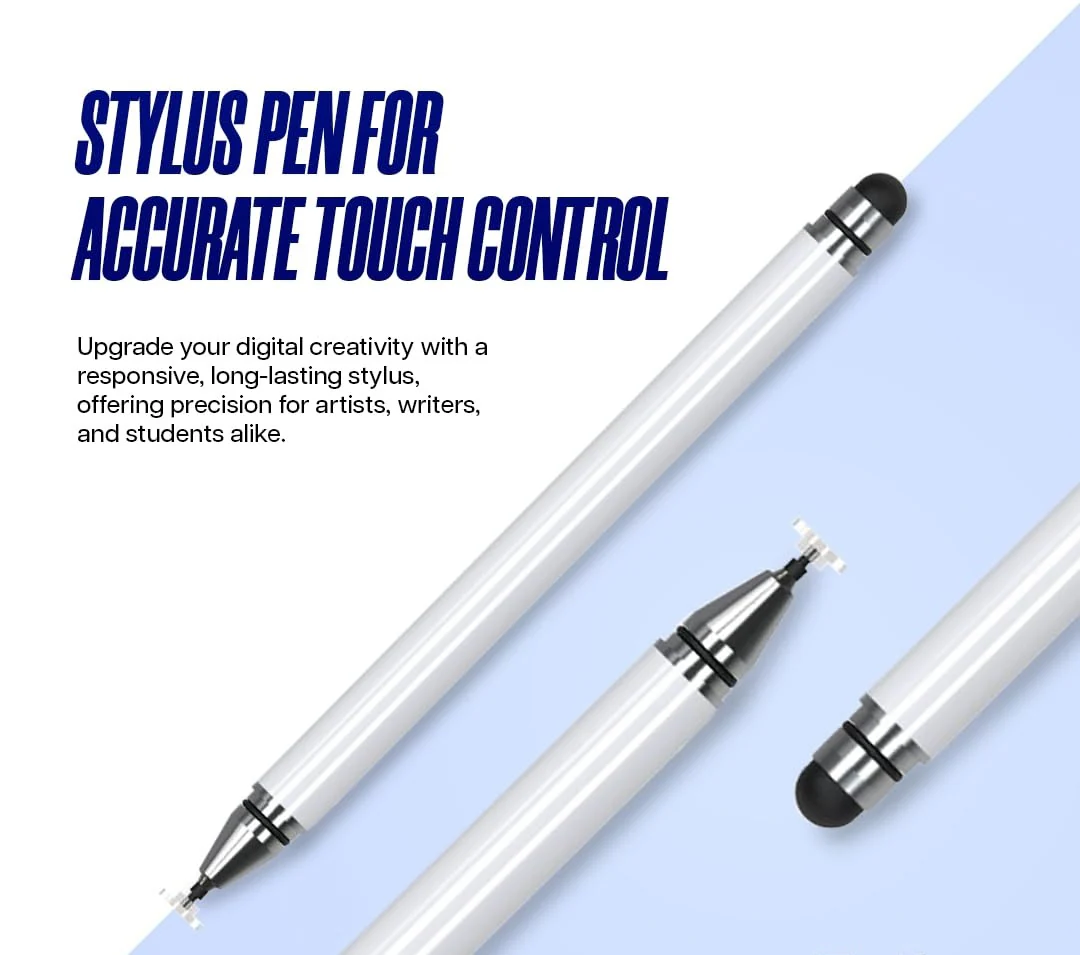 Stylus 2 In 1 High Precision Universal Capacitive Stylus Pen for Touch Screens with Pen Functionality | Lightweight Aluminum Body | Fine Point Disc Tip | Compatible for iOS, Android & Windows (White) - Image 4