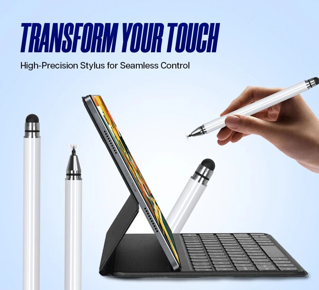 Stylus 2 In 1 High Precision Universal Capacitive Stylus Pen for Touch Screens with Pen Functionality | Lightweight Aluminum Body | Fine Point Disc Tip | Compatible for iOS, Android & Windows (White) - Image 5