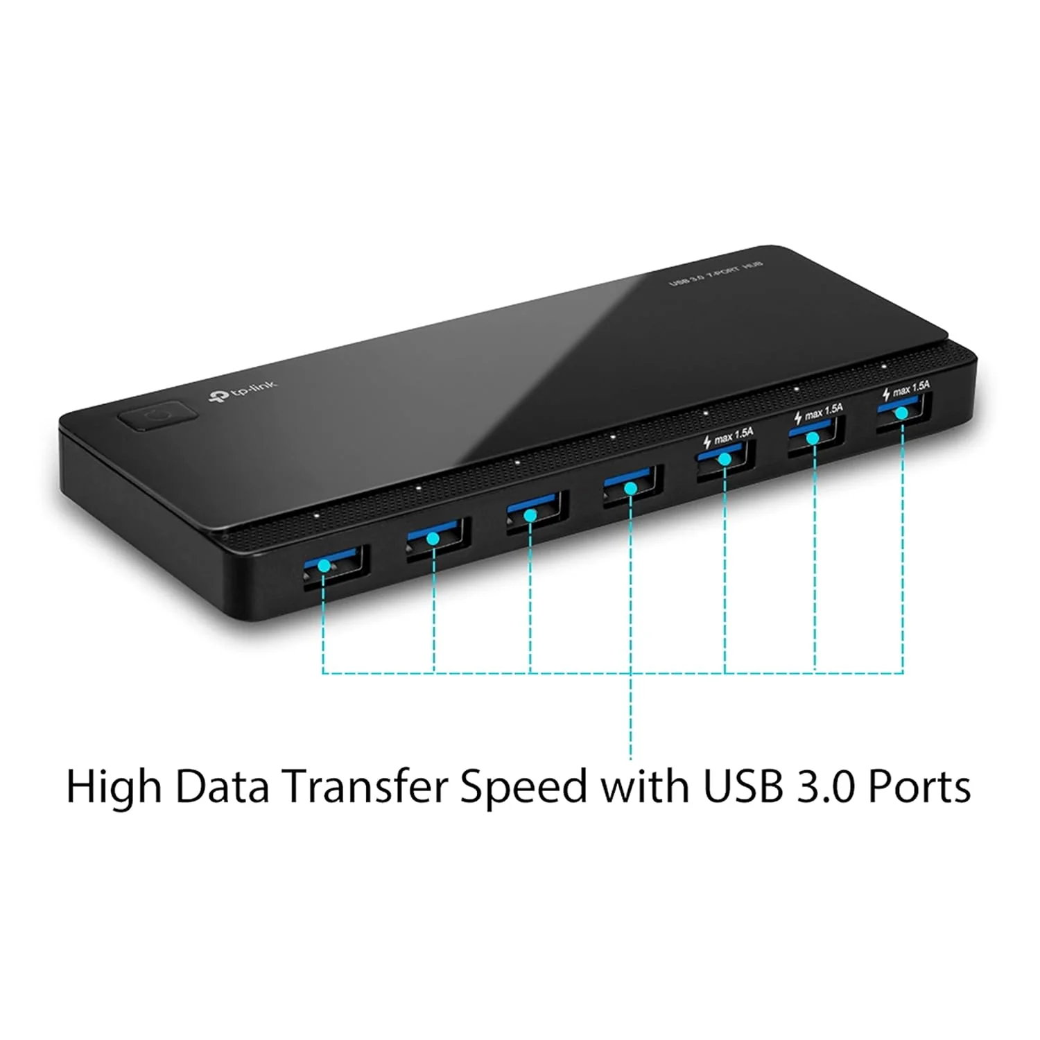 TP-Link Powered USB Hub with 7 Data Smart Charging USB 3.0 Ports, Compatible with Windows, Mac OS X and Linux Systems, 5V/1.5A Power Output (UH700) - Image 2