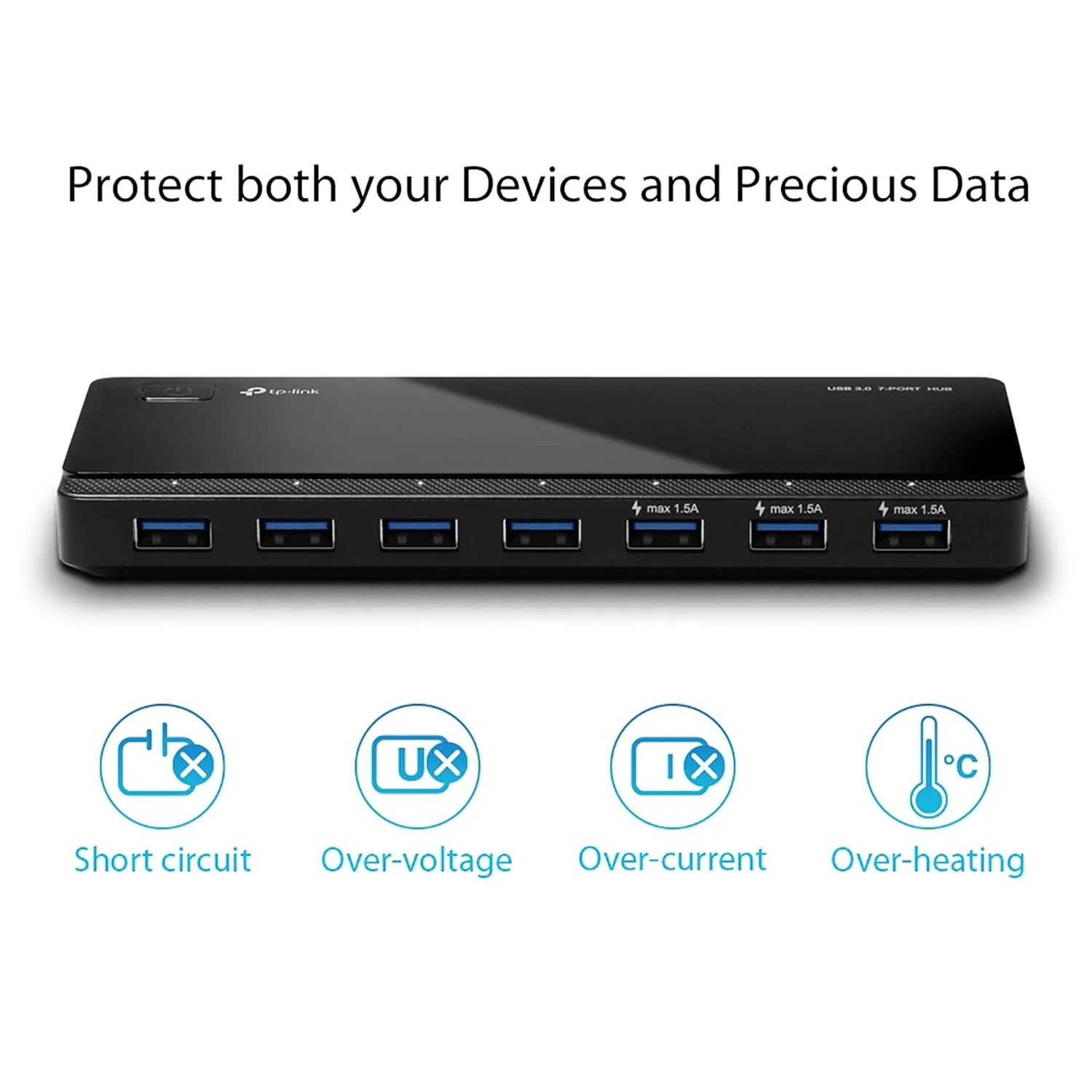 TP-Link Powered USB Hub with 7 Data Smart Charging USB 3.0 Ports, Compatible with Windows, Mac OS X and Linux Systems, 5V/1.5A Power Output (UH700) - Image 4