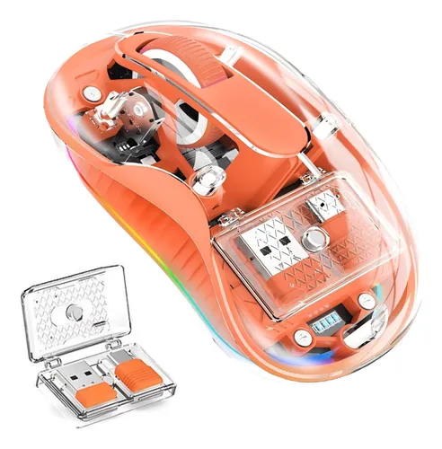 Transparent Wireless Mouse, Tri-Mode (Dual Bluetooth+2.4GHz), USB-C Receiver Ideal for MacBook/Laptops/PC, Rechargeable, Portable, Silent, Clear Mice for Business Trips & Office - Image 4