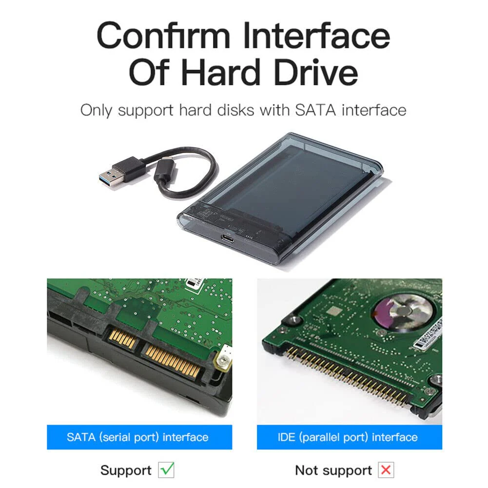 USB 3.1 Type C Hard Disk Case Enclosure for 2.5 Inch SATA HDD/SSD, Supports SATA III, Max 8TB, Tool-Free Design - Image 10