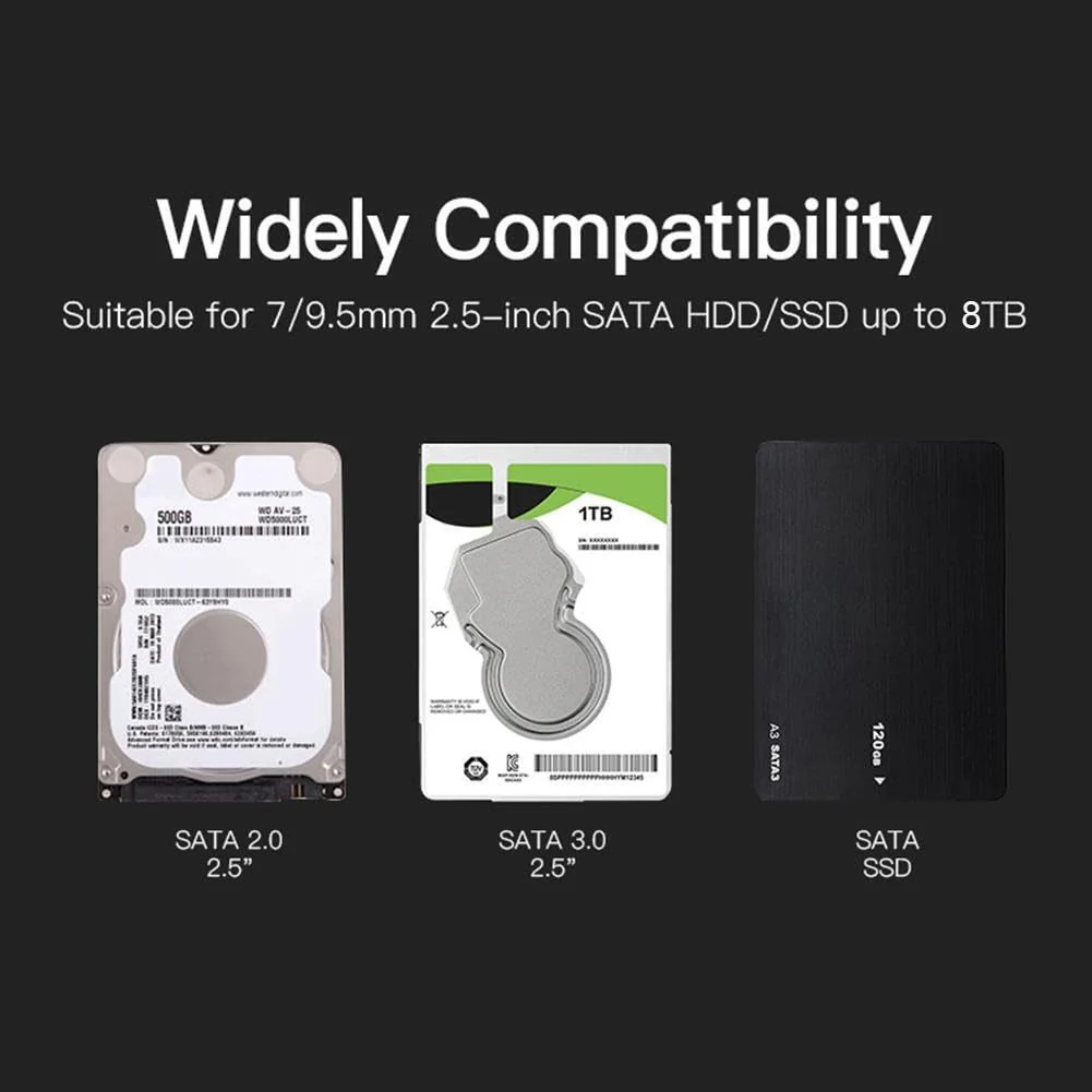 USB 3.1 Type C Hard Disk Case Enclosure for 2.5 Inch SATA HDD/SSD, Supports SATA III, Max 8TB, Tool-Free Design - Image 7