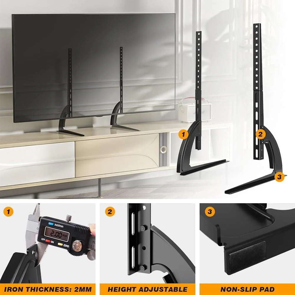 Universal Table Top Tv Stand for 19" to 45" Inch TV or Monitor Table Stand for LCD LED Flat TV with Mount and Height Adjustment, Weighting Capacity Upto 45 kgs - Image 7