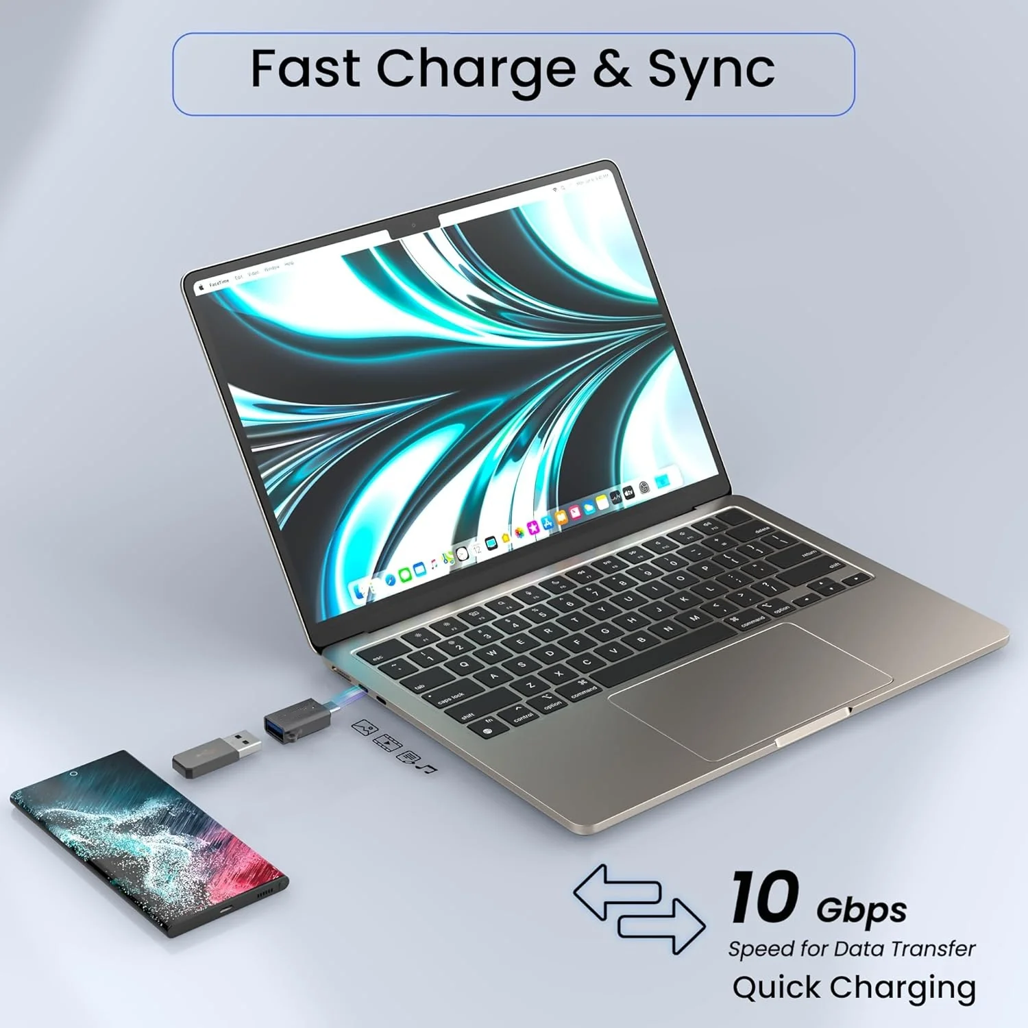 USB 3.0 to Type C OTG Adapter, with Thunderbolt to USB to Adapter, 10Gbps High Speed Data Transfer, Compatible with for All Type C Devices Smartphone, Laptops, Tablets, Chargers, MacBook - Image 3