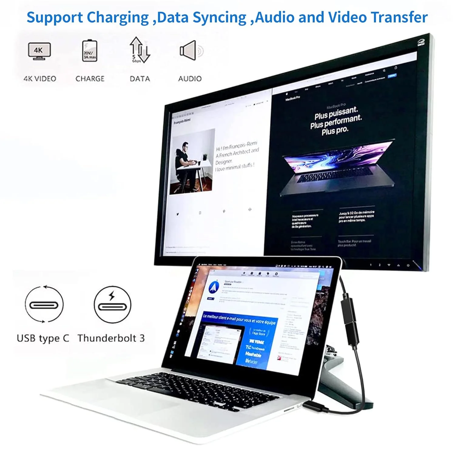 USB C Extension Cable 1.5ft, 100W USB Type C Male to Female Fast Charging Cable, 10Gbps Data Transfer, 4K@60Hz Hd Video Output Compatible with iPad Pro, MacBook Pro, Dell, Black - Image 5