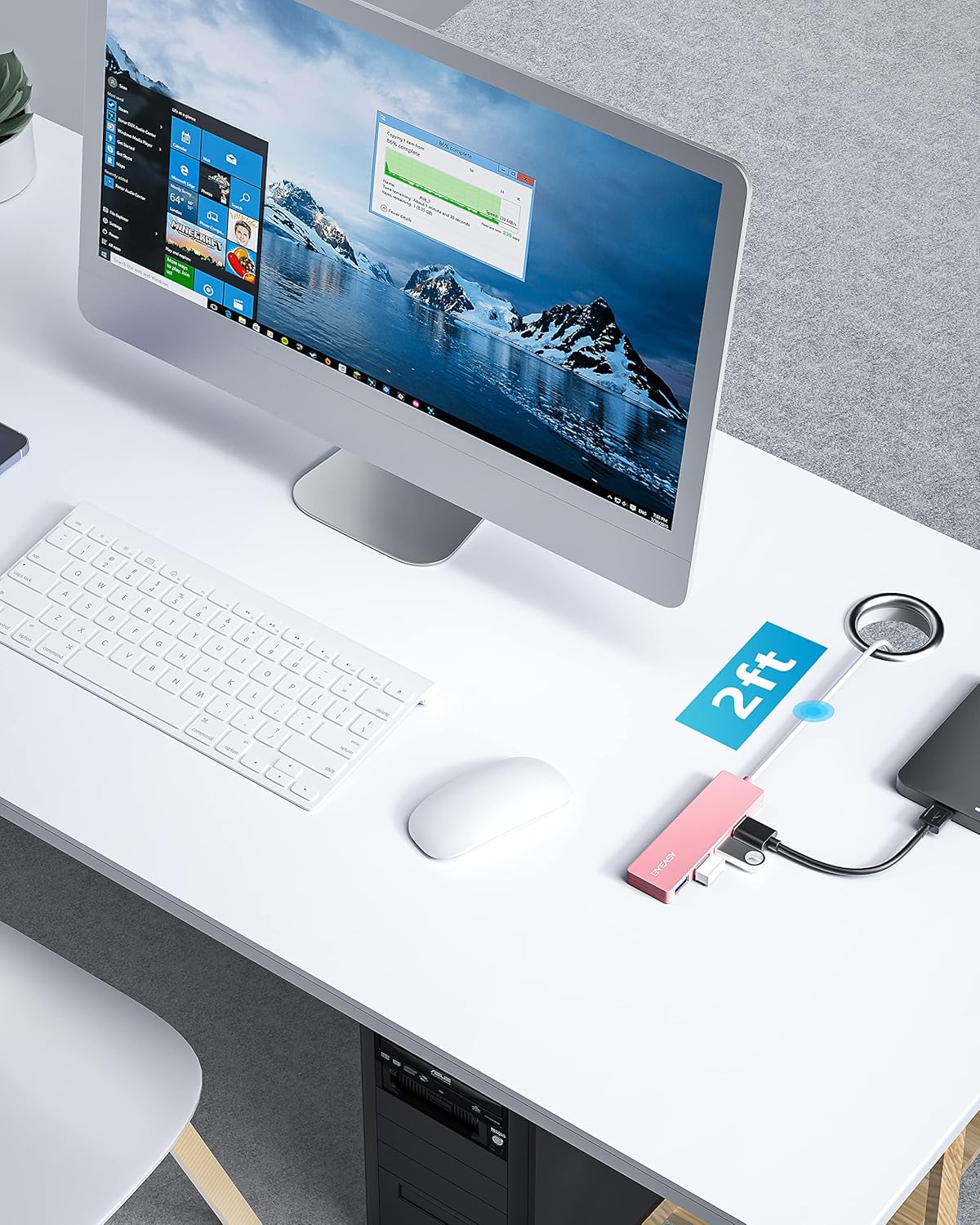 BYEASY USB Hub, USB 3.1 / TYPE C to USB 3.0 Hub with 4 Ports for MacBook, Mac Pro/Mini, iMac, Ps4, PS5, Surface Pro, Flash Drive, Samsung - 2 Ft - Image 5