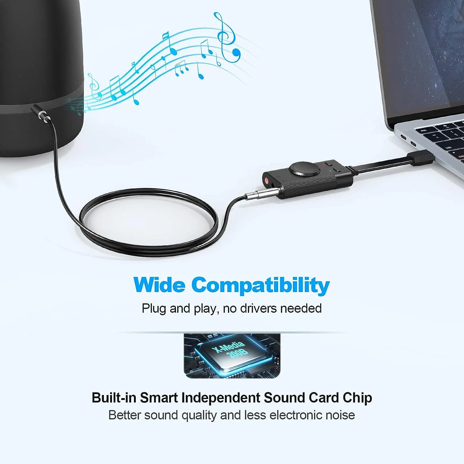 USB Sound Card, External Sound Card with Volume Control, USB to 3.5mm Jack Audio Adapter for Windows, Mac, PC, Laptop, Desktop, Headset, Switch and More, Plug & Play No Drivers Needed - Image 5