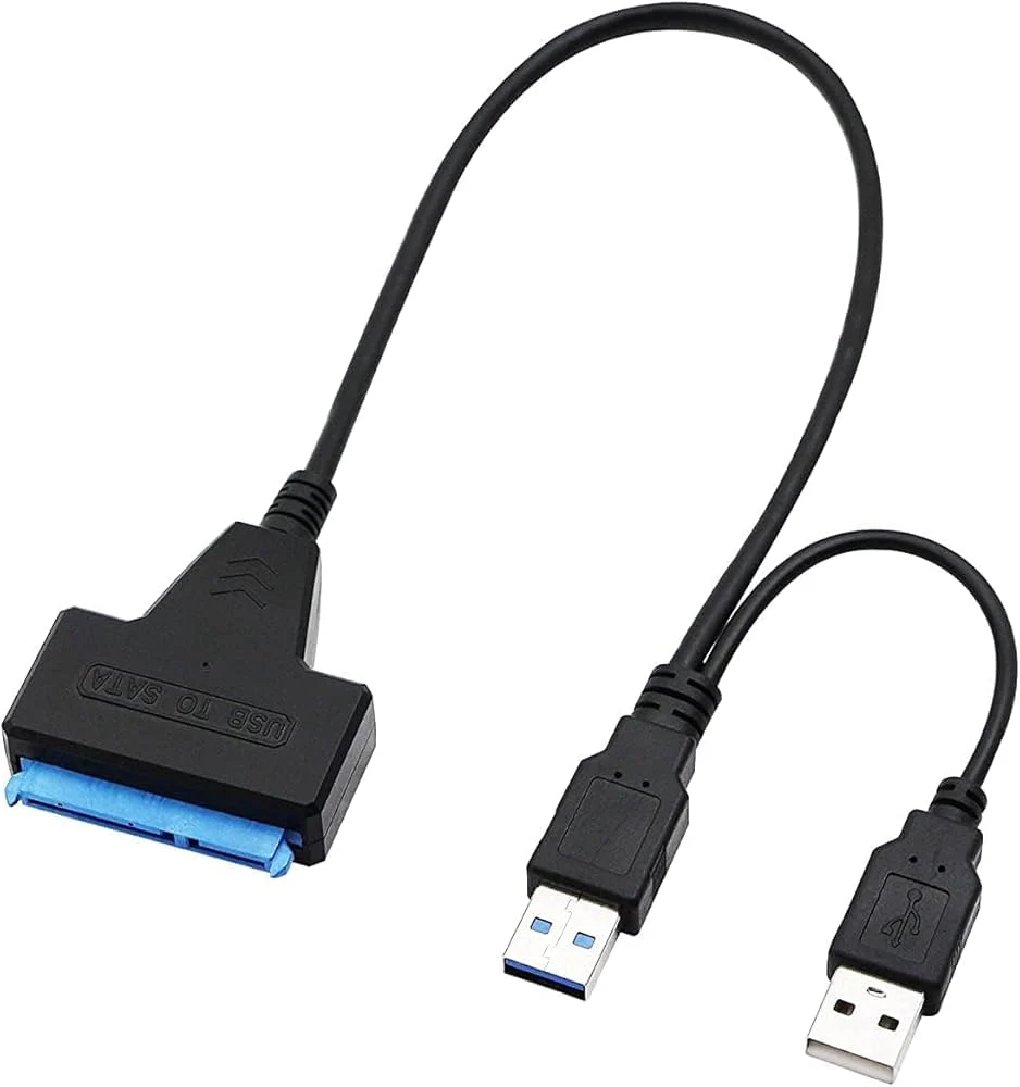 USB TO SATA ADAPTER, USB 3.0 to SATA III Hard Drive Adapter Cable, SATA to USB 3.0 Adapter Cable for 2.5/3.5 inch SSD & HDD Dual USB with 12V/2A DC Port. - Image 6