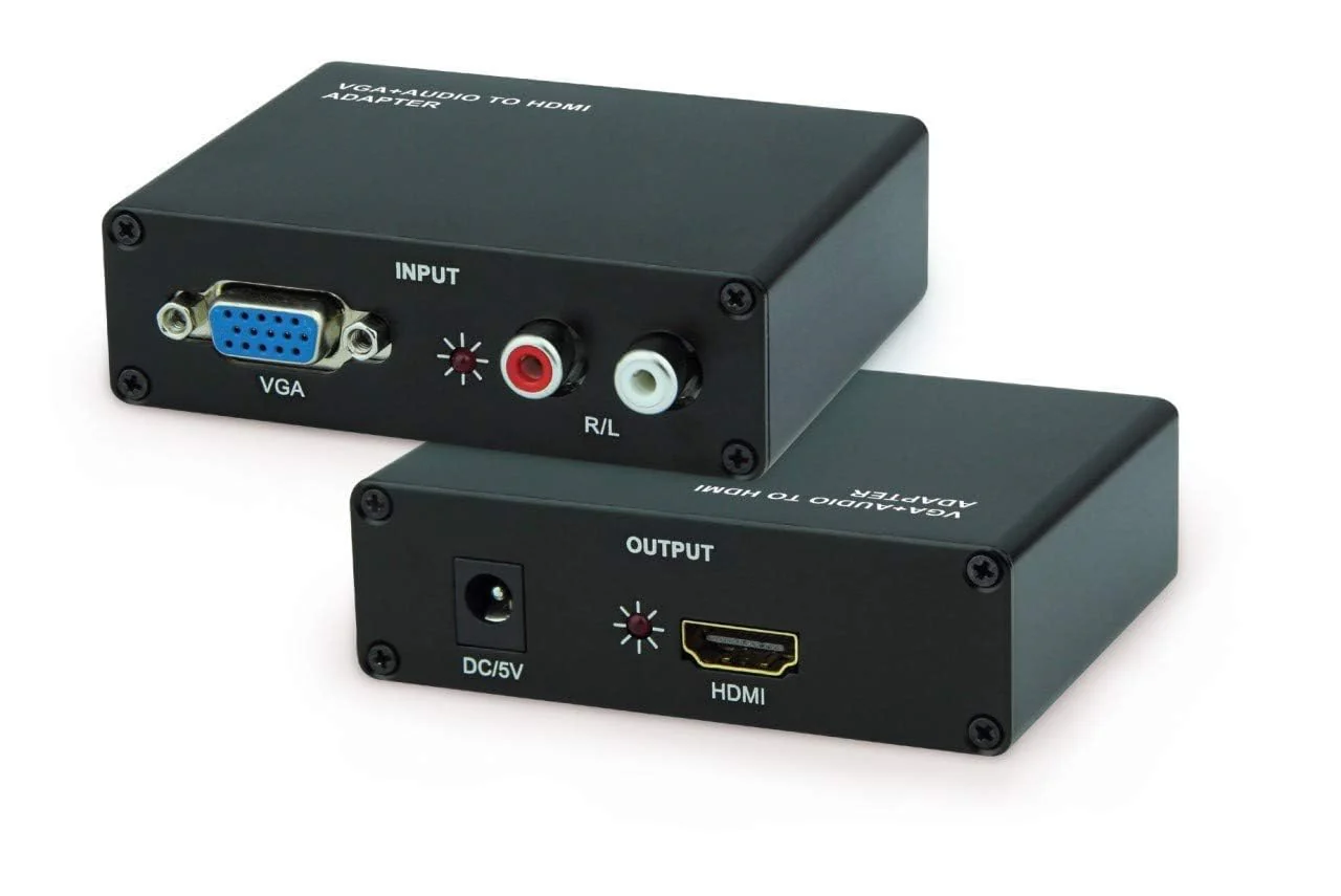 VGA to HDMI 1080p HD UPScaler Converter Box with Audio Adapter for HDTV/PC